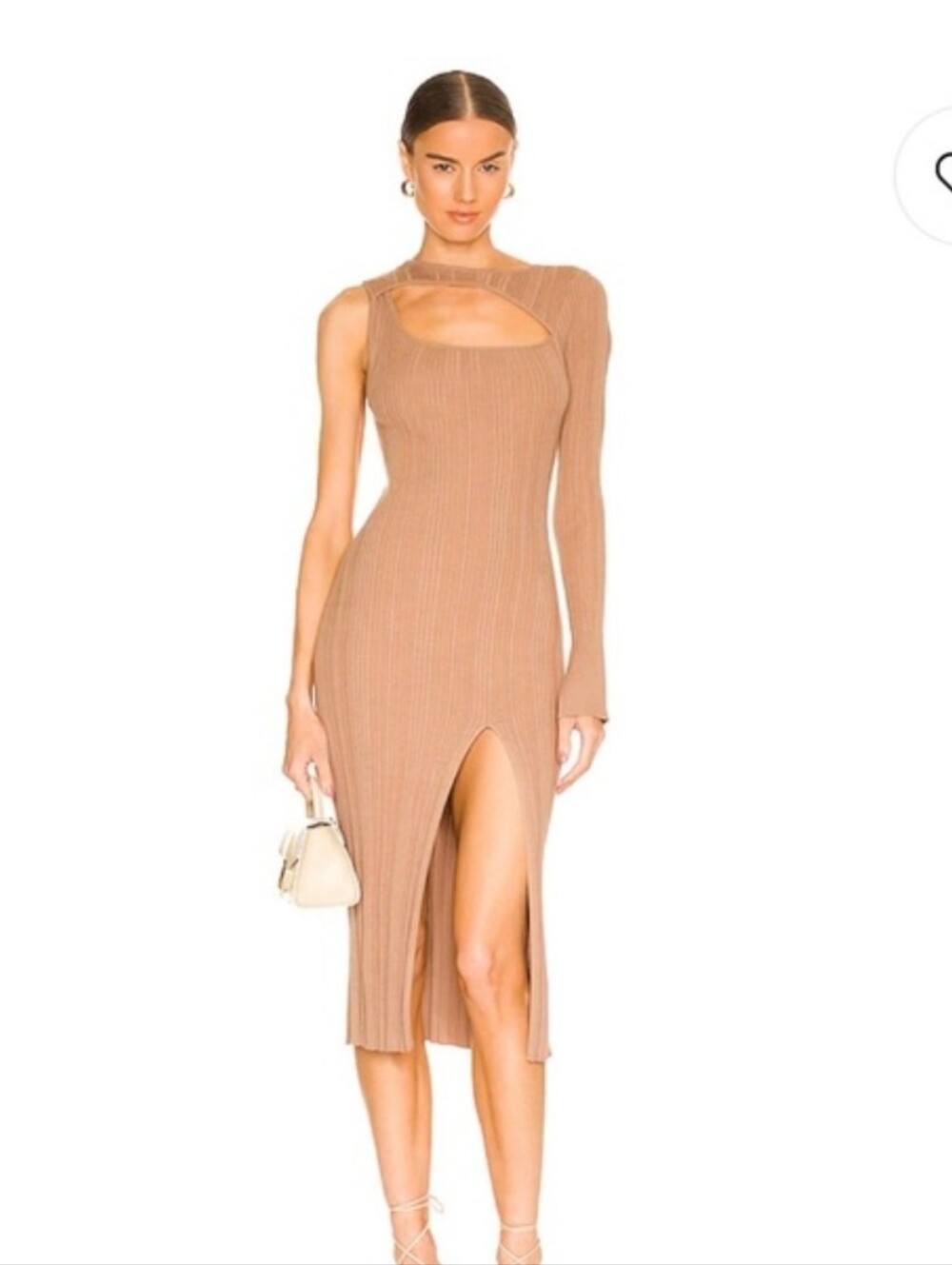 Song of Style Landon Cut Out Midi Dress Assymetrical Tan